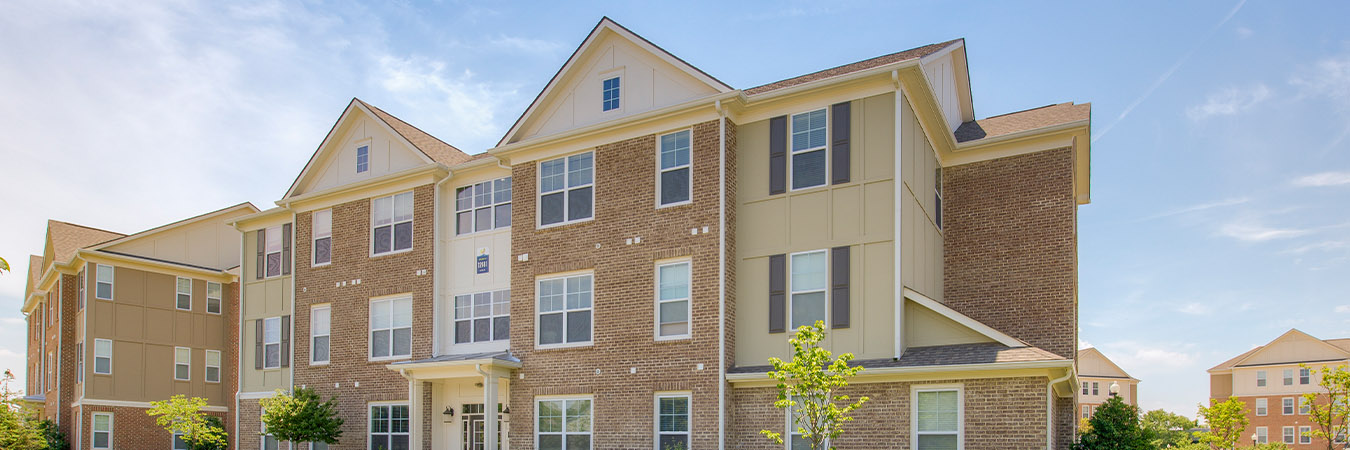 Exterior view of apartment building