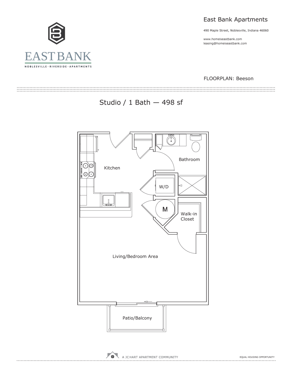 Beeson Studio Bedroom Floor Plan East Bank Noblesville Riverside