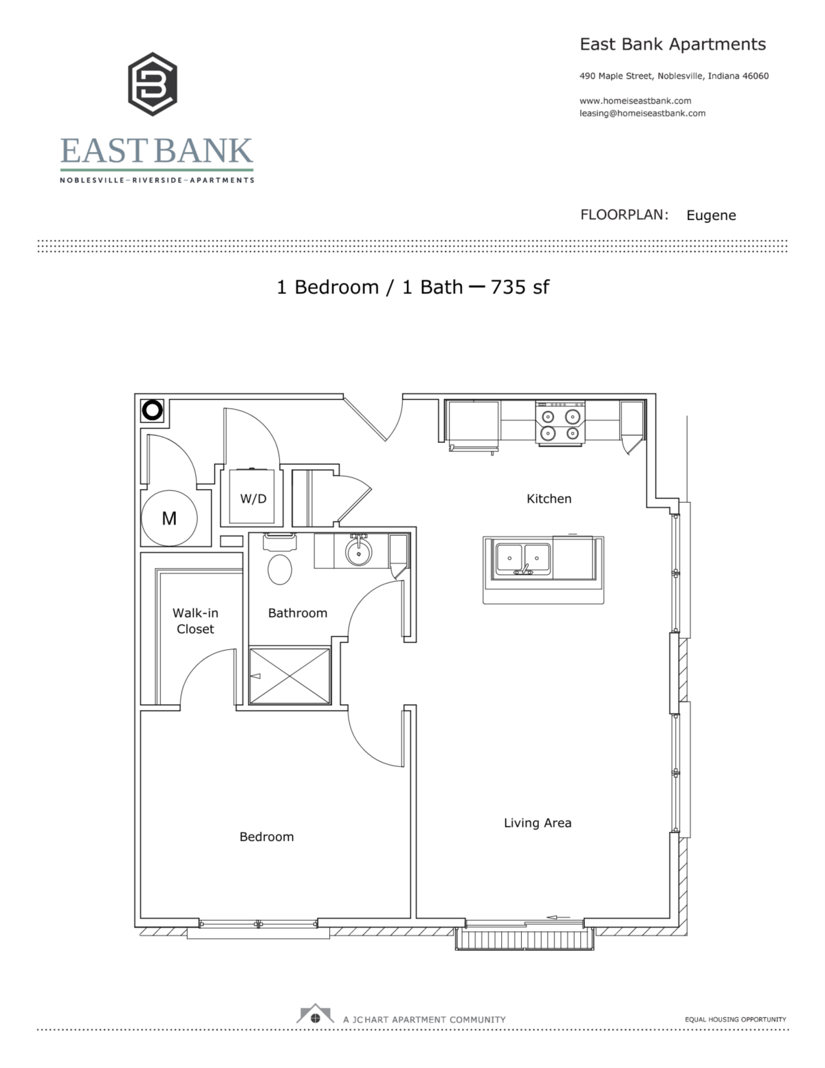 Eugene OneBedroom Floor Plan East Bank Apartments