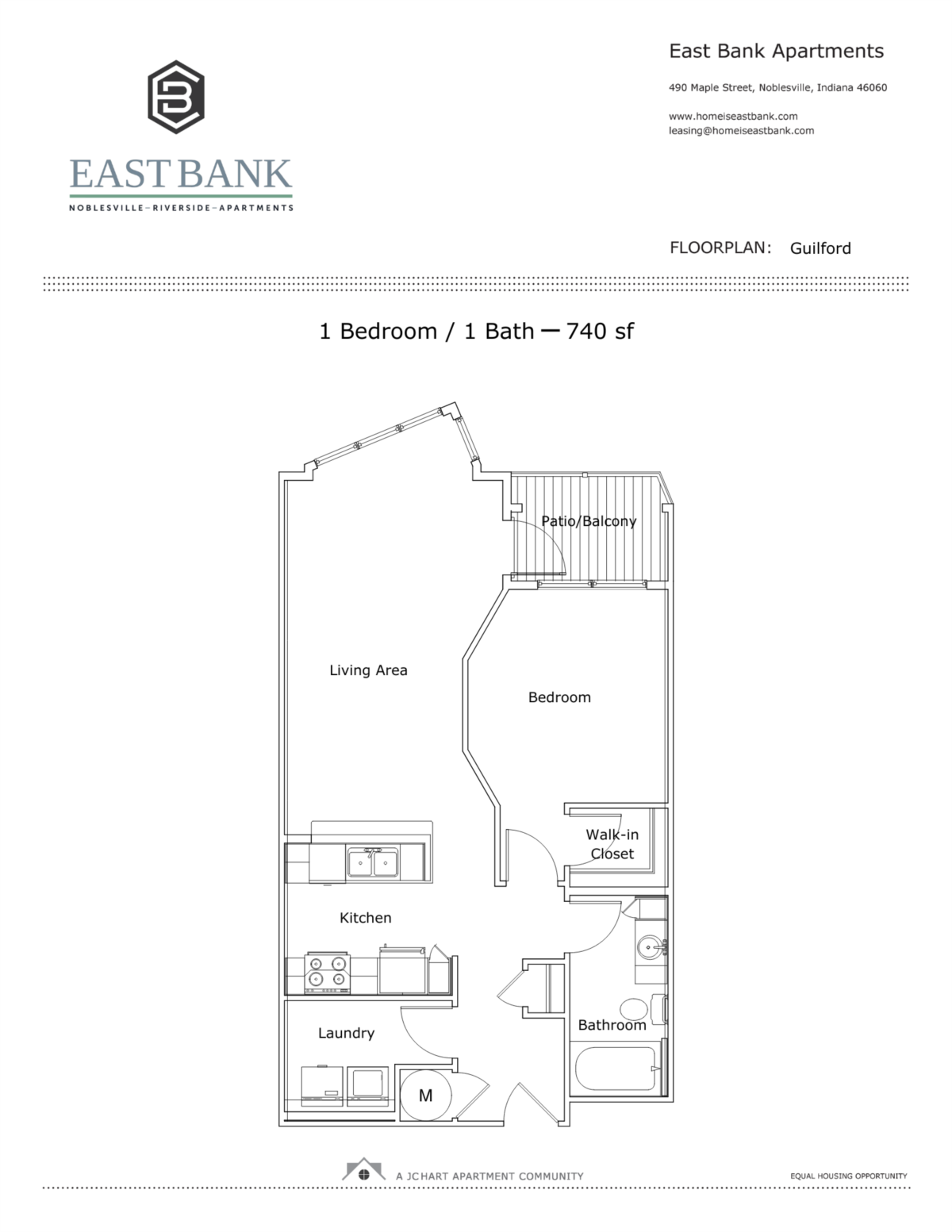 Guilford OneBedroom Floor Plan East Bank Apartments