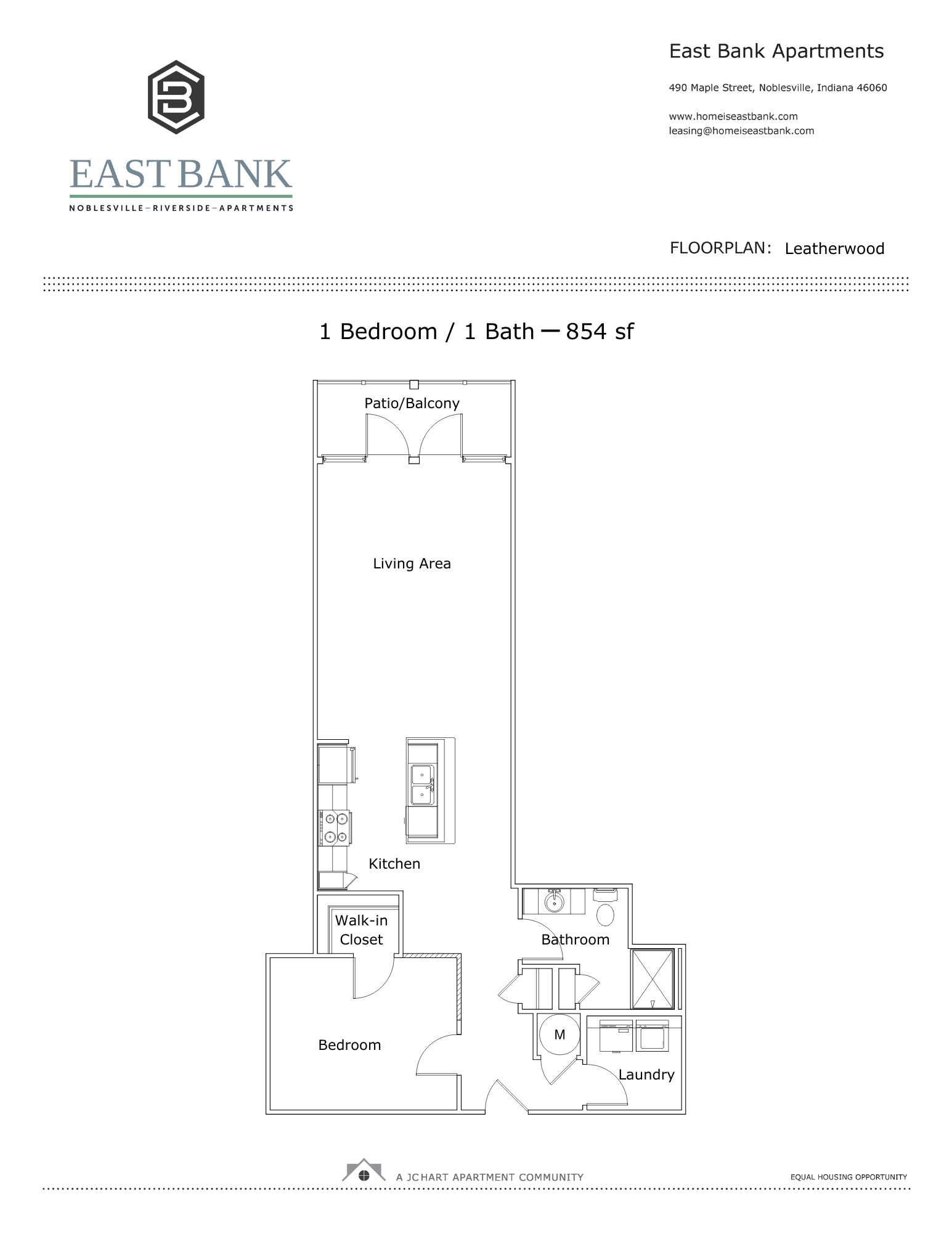 Leatherwood OneBedroom Floor Plan East Bank Noblesville Riverside