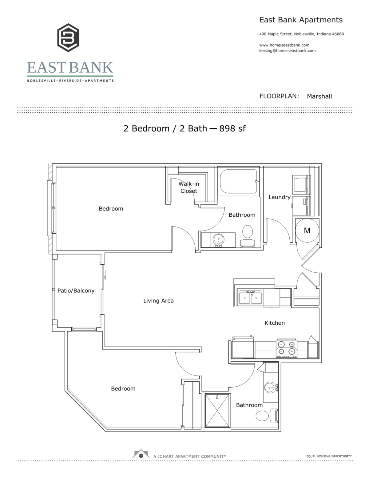 Marshall TwoBedroom Floor Plan East Bank Apartments