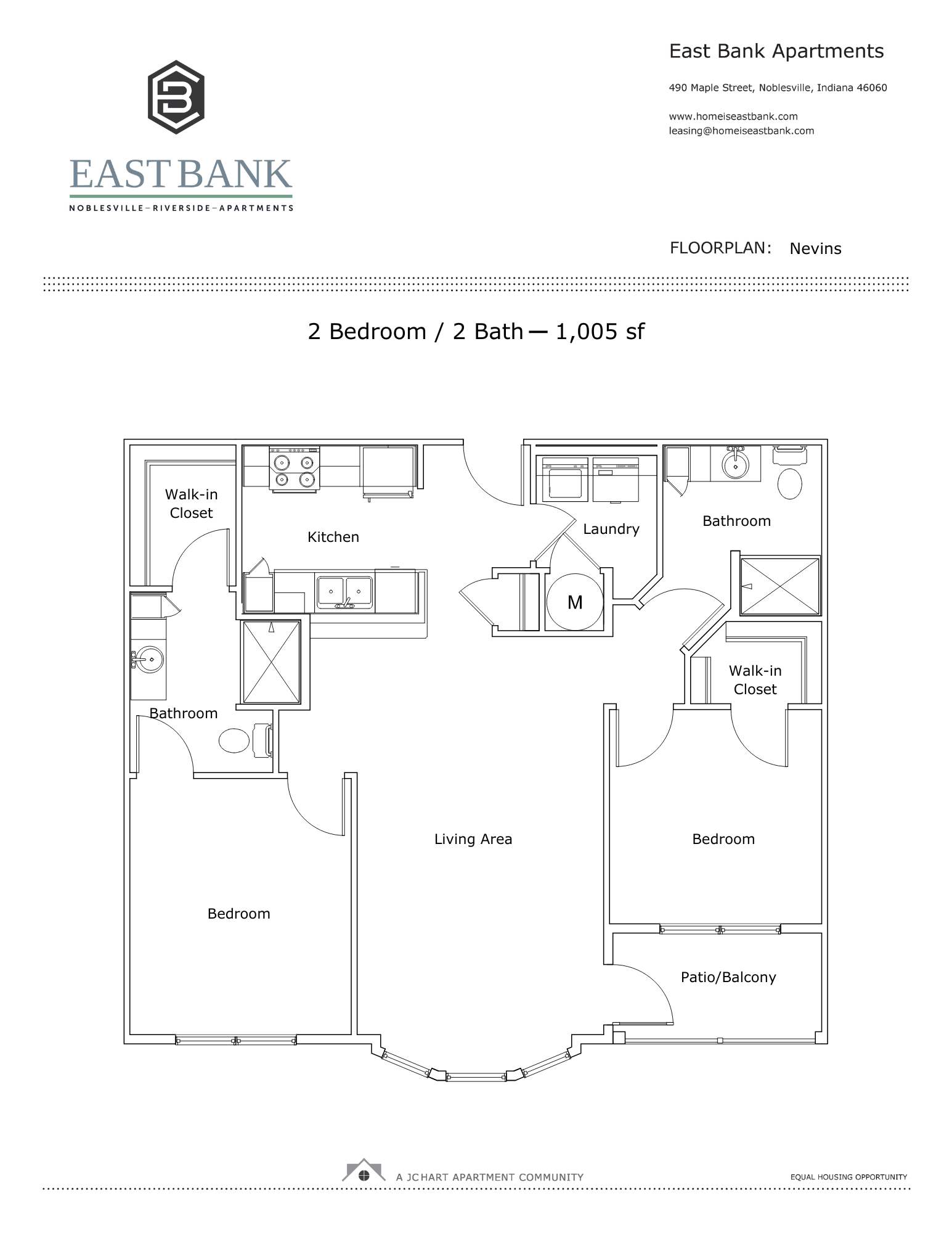 Nevins TwoBedroom Floor Plan East Bank Noblesville Riverside Apartments