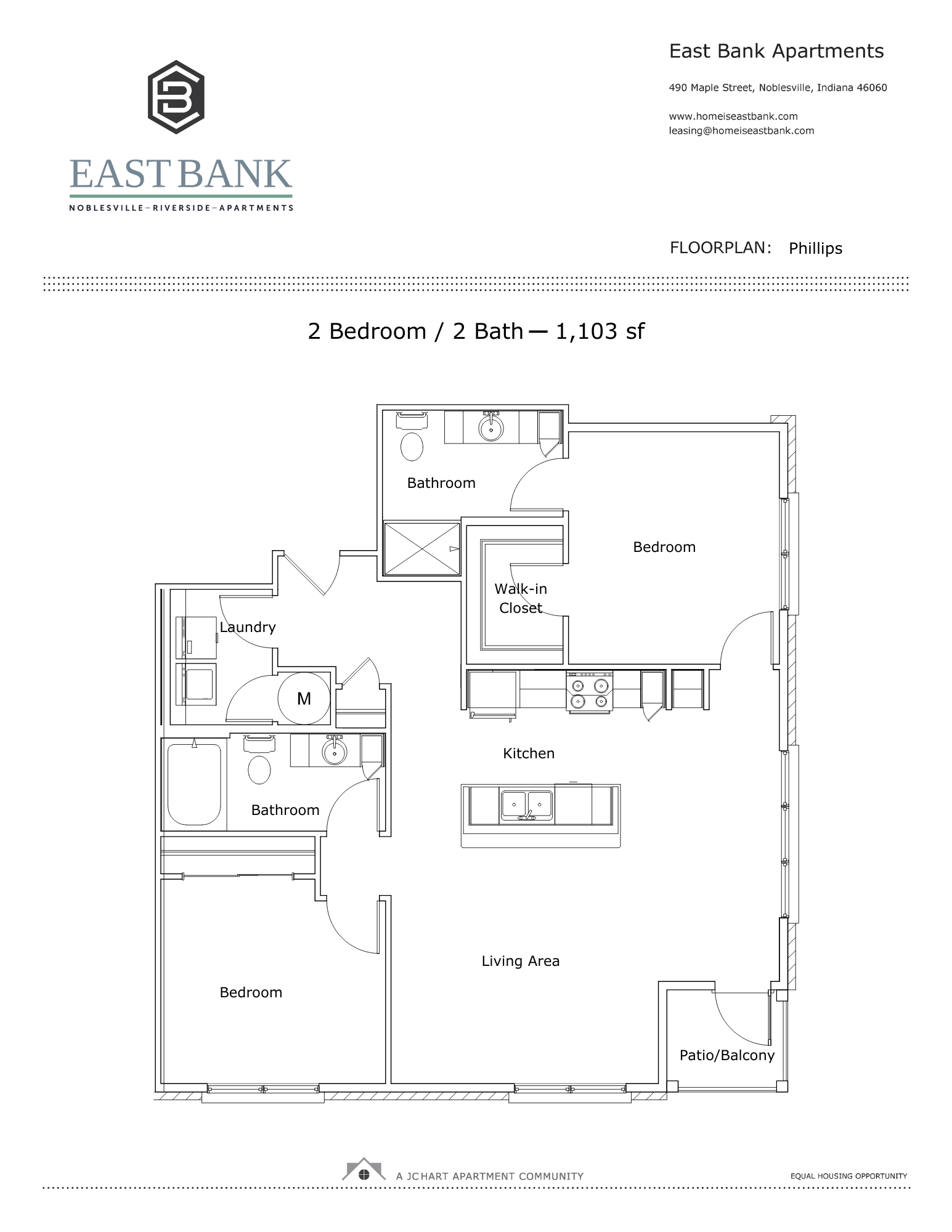 Phillips TwoBedroom Floor Plan East Bank Apartments