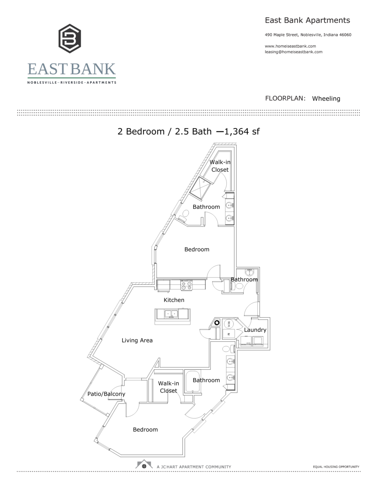 Wheeling Two Bedroom Floor Plan East Bank Apartments