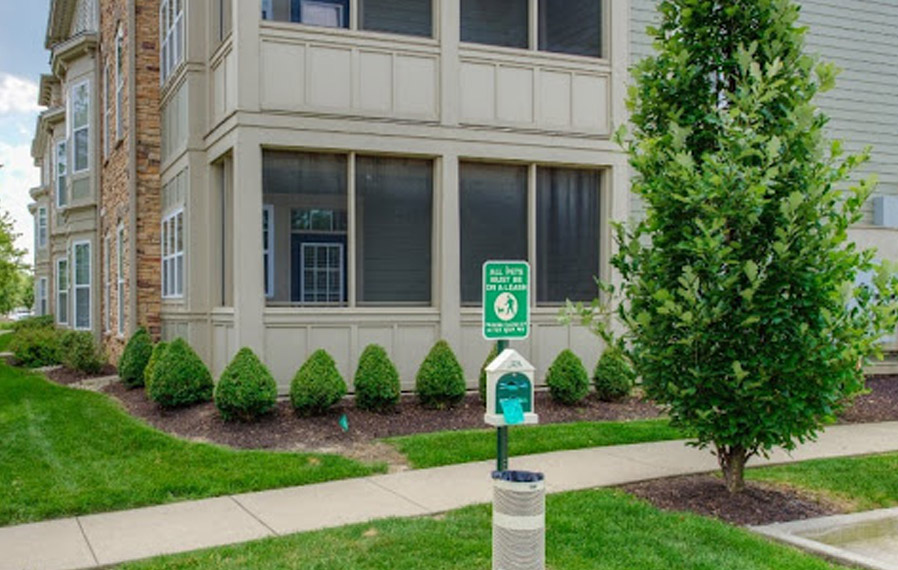 Dog park at Hamilton Luxury Apartments. Dog park at Noblesville apartments.